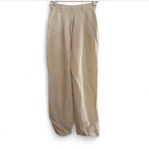 VINTAGE Y2K BEBE LINEN BLEND WIDE LEG HIGH WAIST CREAM PANTS SIZE 8 MINIMALIST